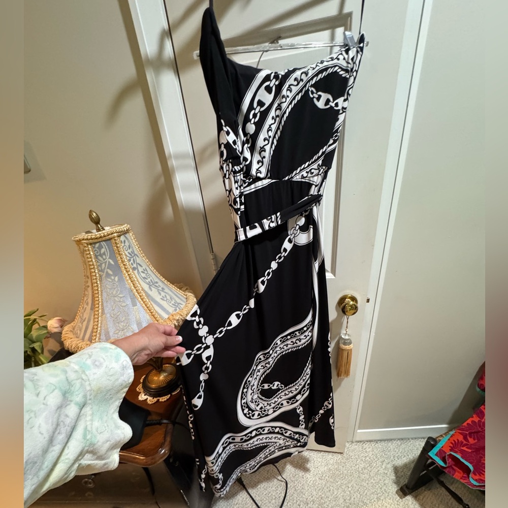 White House Black Market Black and White Asymmetrical Sundress